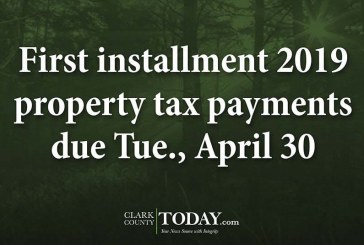 First installment 2019 property tax payments due Tue., April 30