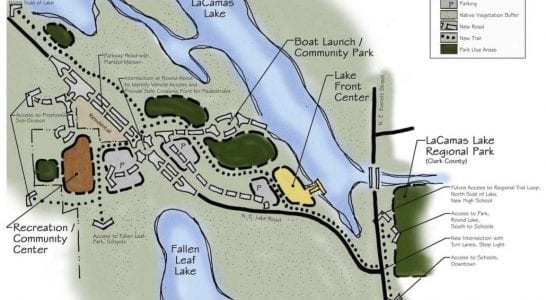 Archived plans for a pool site near Fall Leaf Lake are shown here. Map courtesy of Lacamas Magazine
