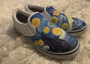Aimee Fonacier was inspired to paint Van Gogh’s The Starry Night on a pair of shoes. Photo courtesy of Aimee Fonacier