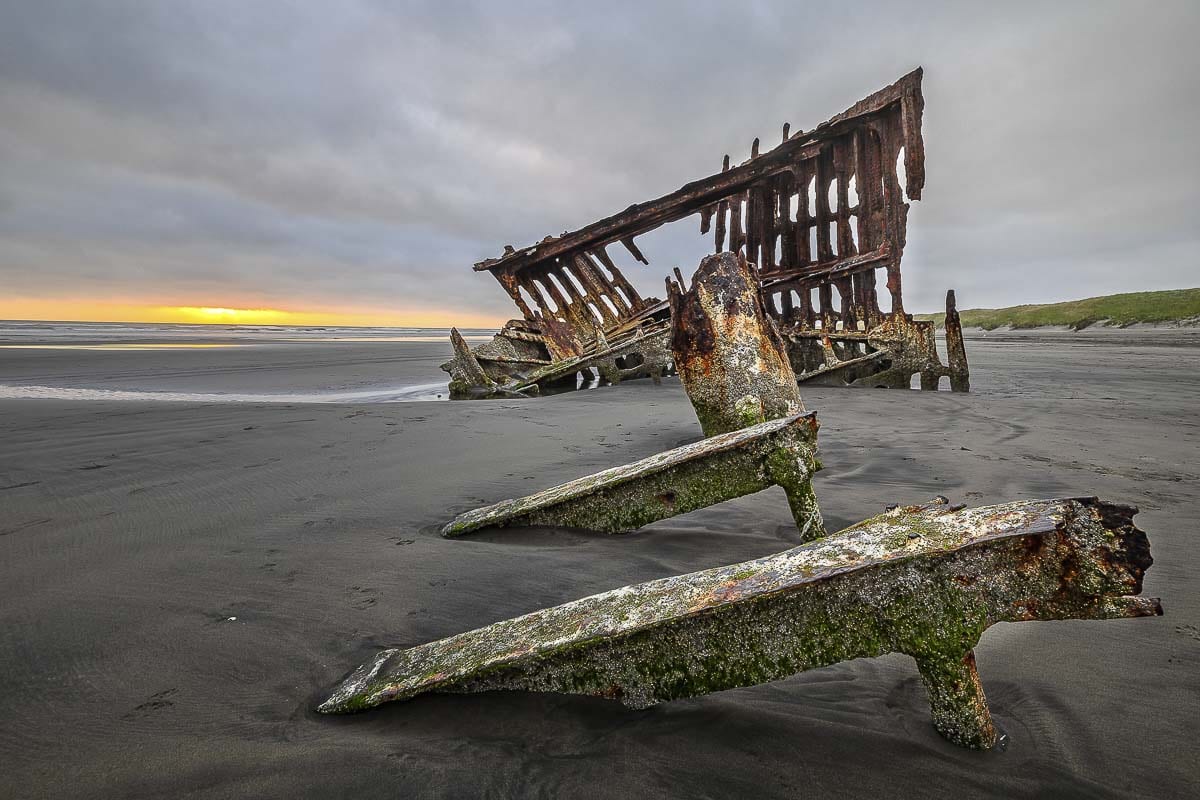 The Wreck of the Peter Iredale from 1906 inside Fort Stevens State Park. Photo by Mike Schultz