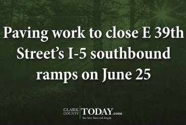 Paving work to close E 39th Street’s I-5 southbound ramps on June 25