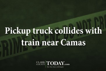 Pickup truck collides with train near Camas