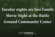 Tuesday nights are free Family Movie Night at the Battle Ground Community Center