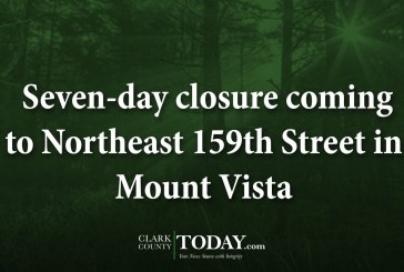Seven-day closure coming to Northeast 159th Street in Mount Vista