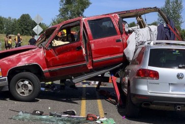 Vehicle crash with extrication and downed power lines occurs on NW Lower River Road