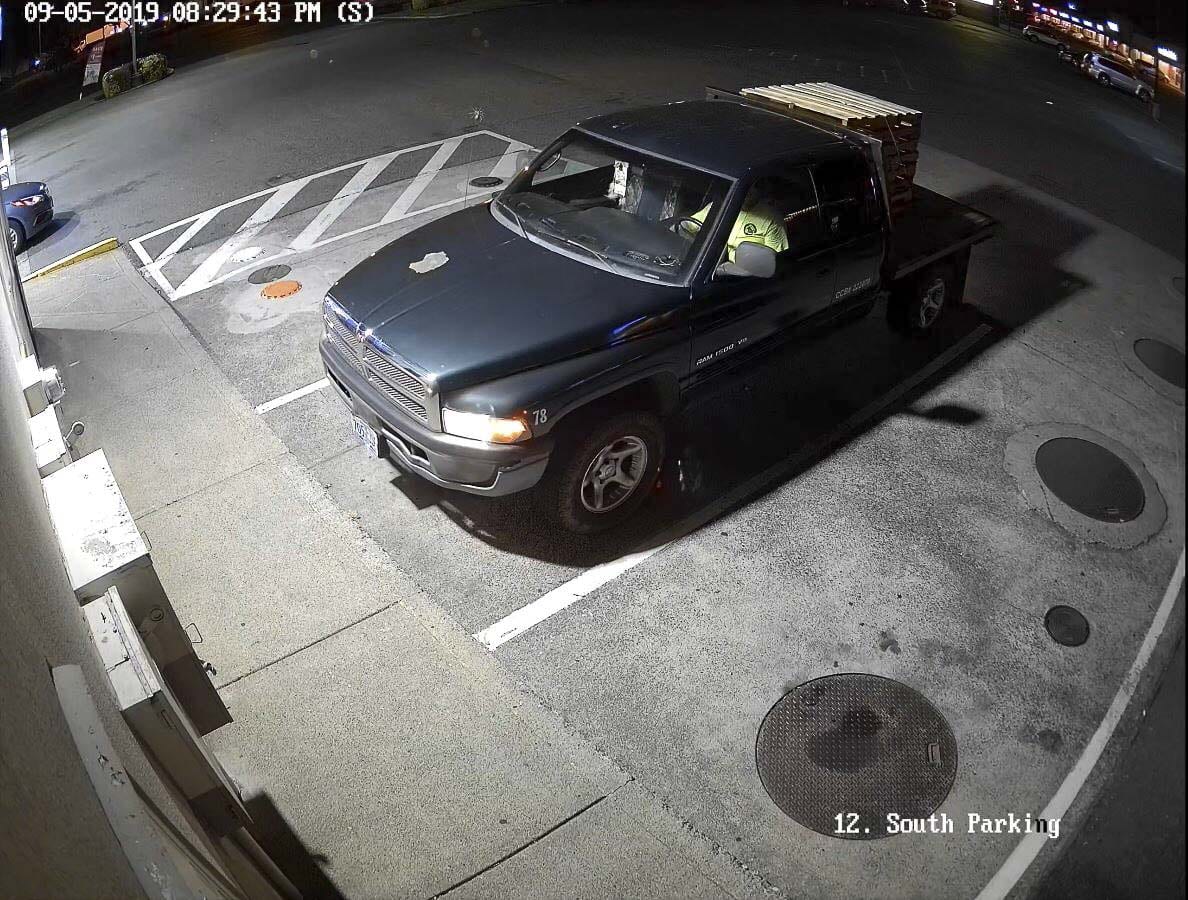 The suspect vehicle has been identified as a dark green 2001 Dodge Ram with a flat bed, Oregon license plate 705JSE. Anyone with information on the whereabouts of this vehicle should call 9-1-1. Photo courtesy of Vancouver Police Department