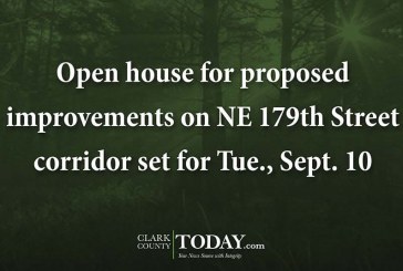 Open house for proposed improvements on NE 179th Street corridor set for Tue., Sept. 10