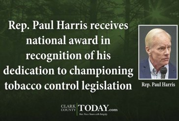 Rep. Paul Harris receives national award in recognition of his dedication to championing tobacco control legislation