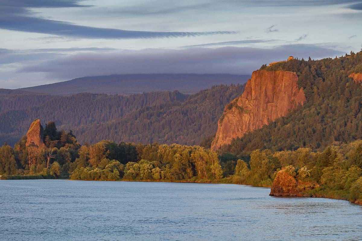 The Columbia River Gorge at dawn, looking east. Photo by Mike Schultz