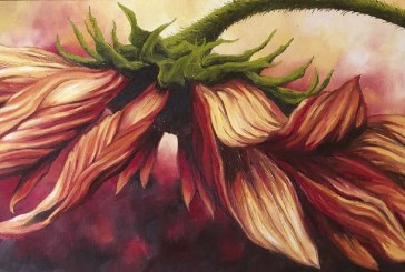 Artist Liz Pike presents new body work featuring her signature sunﬂowers in new crimson colors