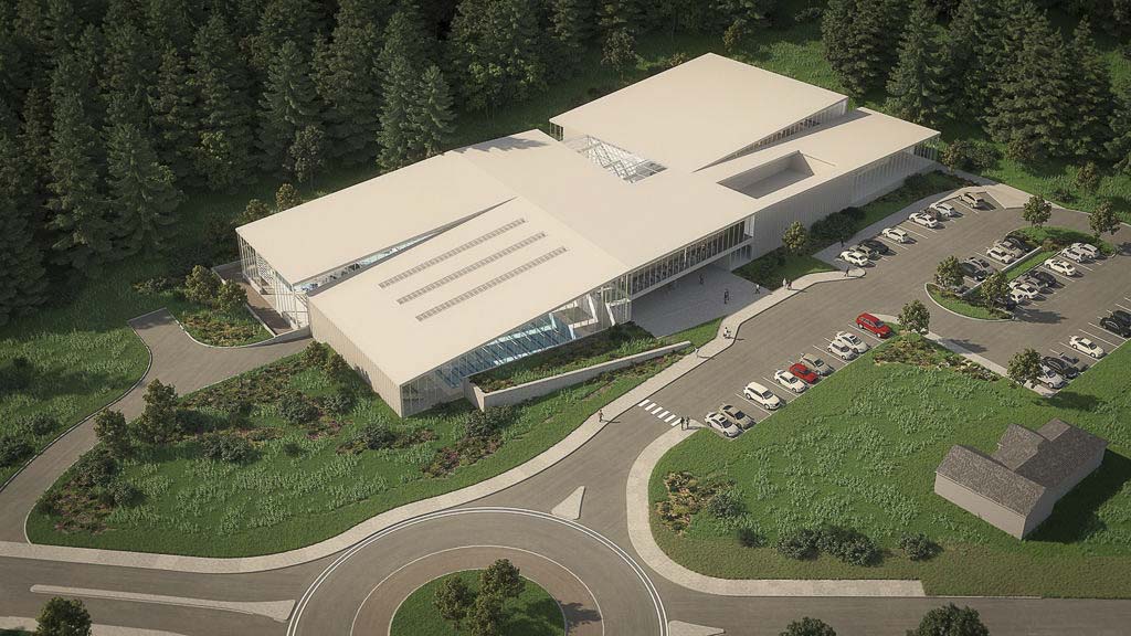 An aerial rendering of the proposed 78,000-square-foot community aquatics center design. Photo courtesy of the City of Camas