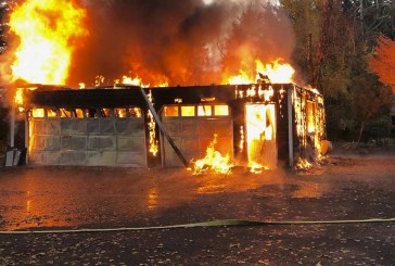 Detached garage destroyed by Tuesday morning fire