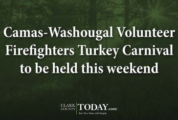 Camas-Washougal Volunteer Firefighters Turkey Carnival to be held this weekend