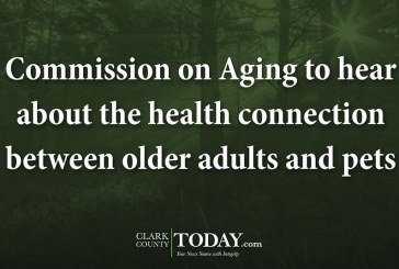 Commission on Aging to hear about the health connection between older adults and pets