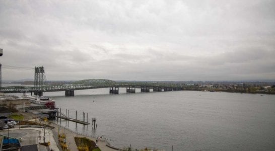 The Interstate Bridge as seen from the Vancouver Waterfront. Photo by Chris Brown