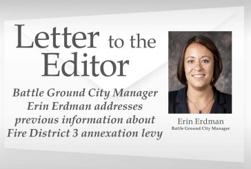 Letter: Battle Ground City Manager Erin Erdman addresses previous information about Fire District 3 annexation levy