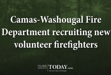 Camas-Washougal Fire Department recruiting new volunteer firefighters