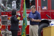 First woman fire chief in Clark County sworn in among family, friends and peers