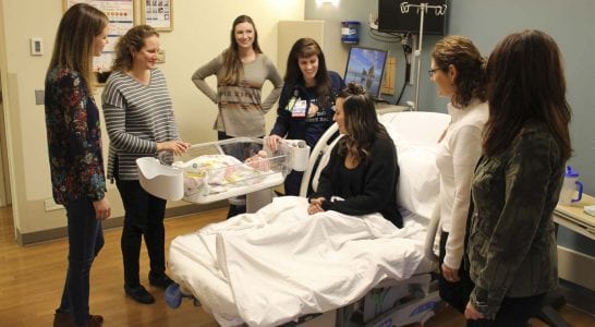 A baby, its family and staff members are shown here in this recent photo at PeaceHealth Southwest Medical Center in Vancouver. Photo courtesy PeaceHealth Southwest Medical Center