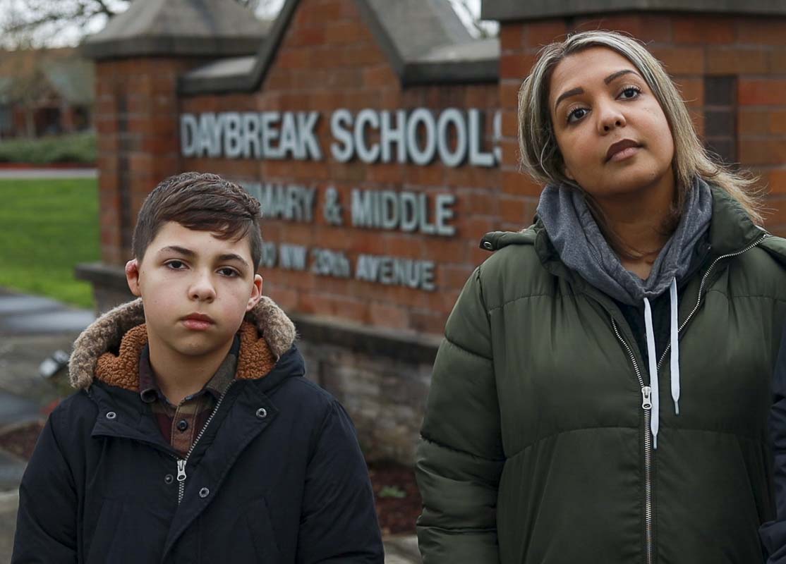 Kelan Jordan (left) says he has suffered from anxiety and sleeplessness since another student attacked him at Daybreak School in Battle Ground. Photo by Chris Brown