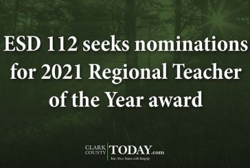 ESD 112 seeks nominations for 2021 Regional Teacher of the Year award