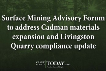 Surface Mining Advisory Forum to address Cadman materials expansion and Livingston Quarry compliance update