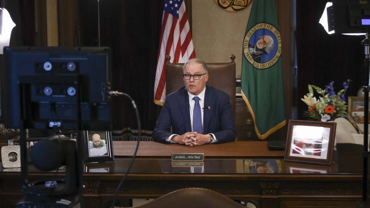 Tonight, Gov. Jay Inslee spoke directly to Washingtonians to announce he will sign a statewide order that requires everyone in the state to stay home. The order will last for two weeks and could be extended. Photo courtesy of The Office of The Governor