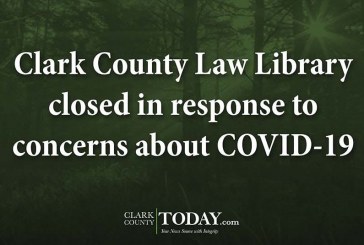 Clark County Law Library closed in response to concerns about COVID-19