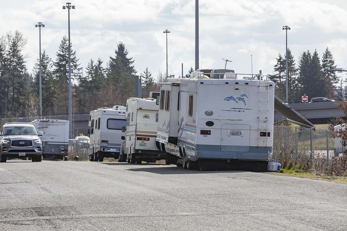 Under new rules adopted by Clark County this week, RV camps like this one along public streets will no longer be allowed. Photo by Mike Schultz