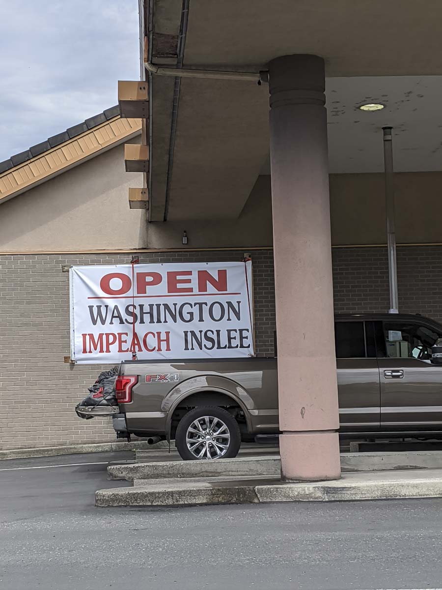 This sign on a truck in Battle Ground captures the feelings of many business owners facing closure amid the ongoing stay-at-home order from Gov. Jay Inslee. Photo courtesy Troy McCoy