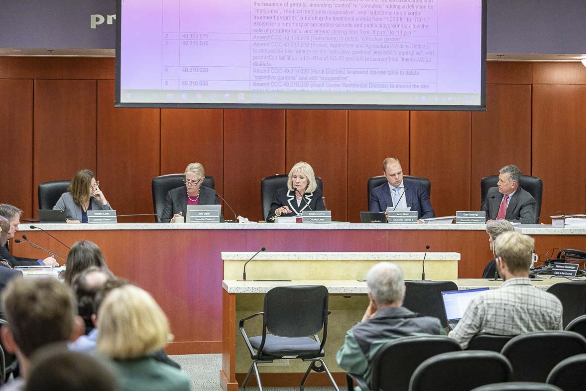 Members of the Clark County Council, shown here at a meeting prior to the coronavirus pandemic, will hold a series of three listening sessions on systemic racism. The first of the series will be held Friday. Photo by Mike Schultz