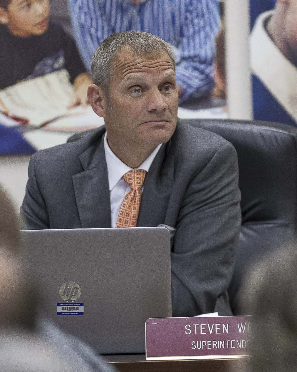 Vancouver Public Schools Superintendent Steve Webb is shown here at a meeting in May of 2019. Photo by Jacob Granneman