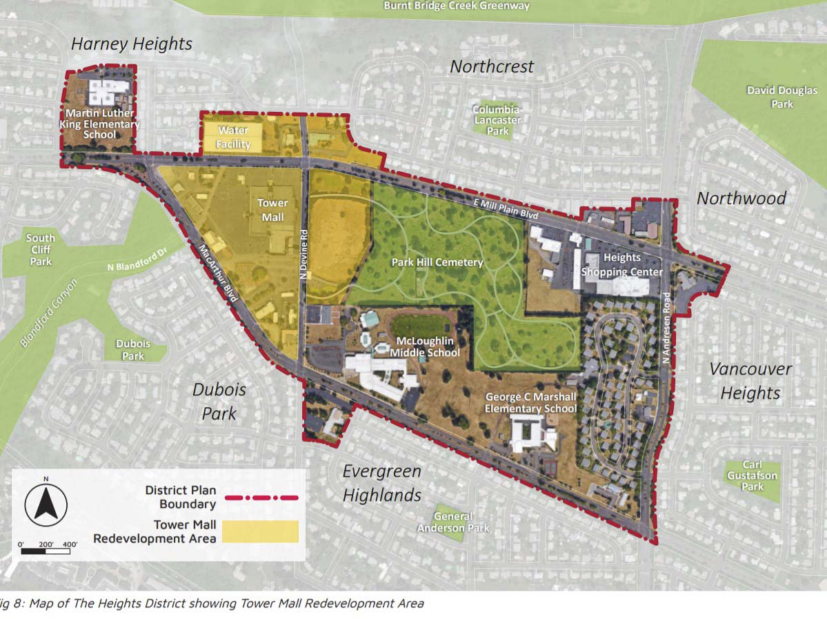 A map of The Heights redevelopment area. Photo courtesy Vancouver Community and Economic Development Department