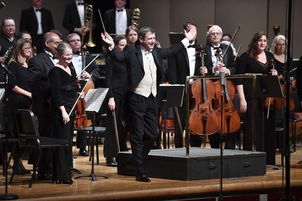 Maestro Salvador Brotons is seen here after completing a performance with the Vancouver Symphony Orchestra, prior to the pandemic. Photo courtesy of the Clark County Arts Commission