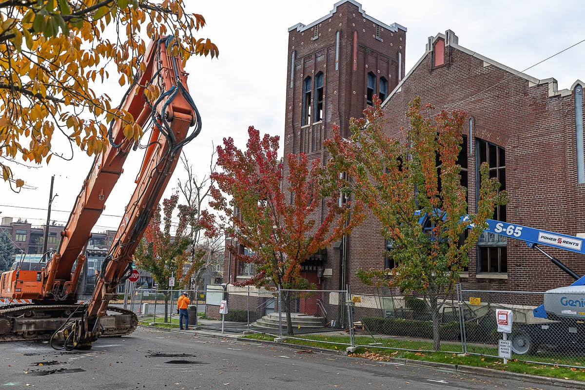 A 108-year-old church building was demolished last week in Vancouver after it was determined to be too unsafe. Photo by Mike Schultz