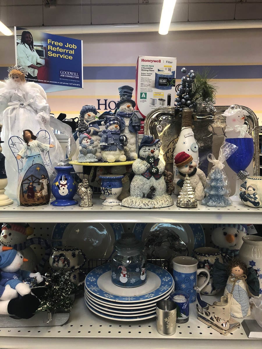 A sampling of some of the holiday decor at a local Goodwill is shown here during the Christmas season. Photo courtesy of Goodwill of the Columbia Willamette
