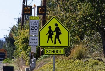 School zone signs in effect and enforceable