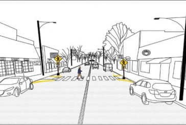 Mid-block crossing in Battle Ground's Old Town District to give pedestrians a safer path