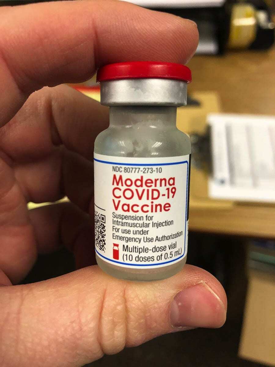 A vial of Moderna COVID-19 vaccine. Photo courtesy Clark County Public Health