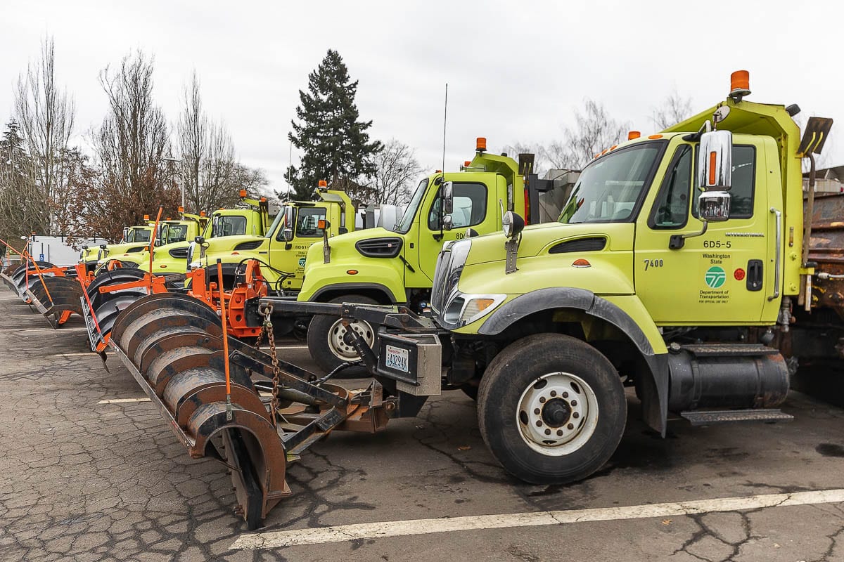Snow plows with Washington’s Department of Transportation could be busy clearing roadways this weekend. File photo