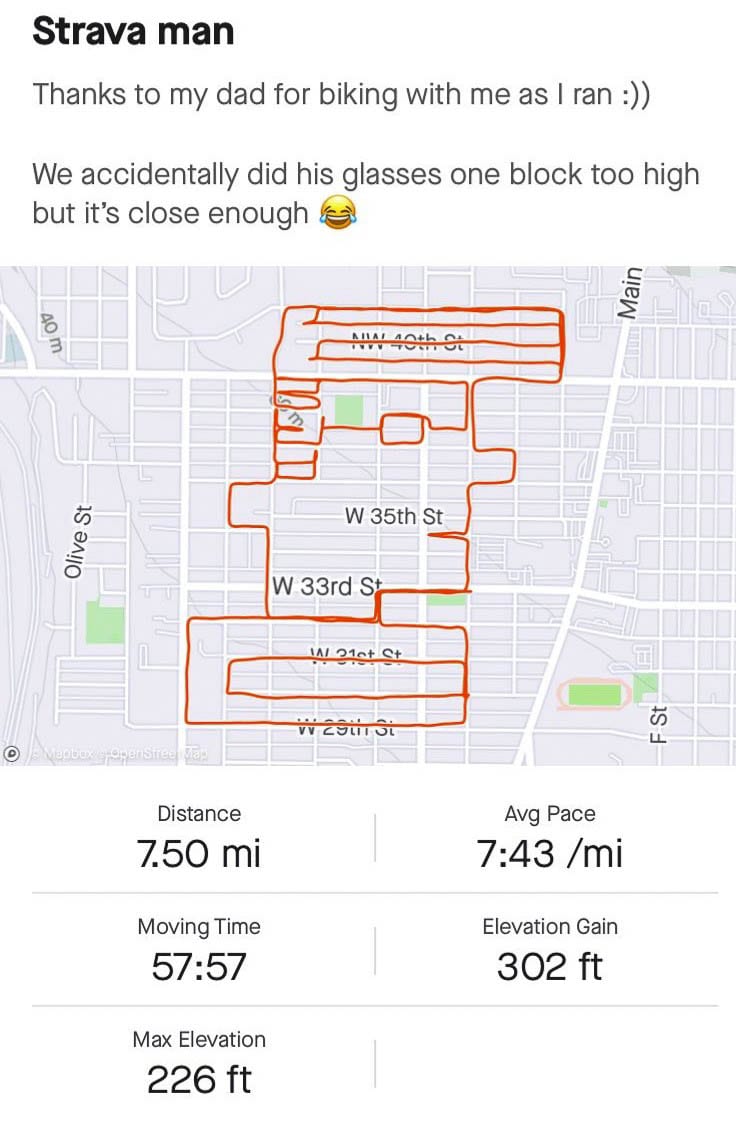 Phoebe Abbruzzese had to make a lot of turns to make this image of a profile of a face, which went for more than 7 miles. Image courtesy Bob Brands