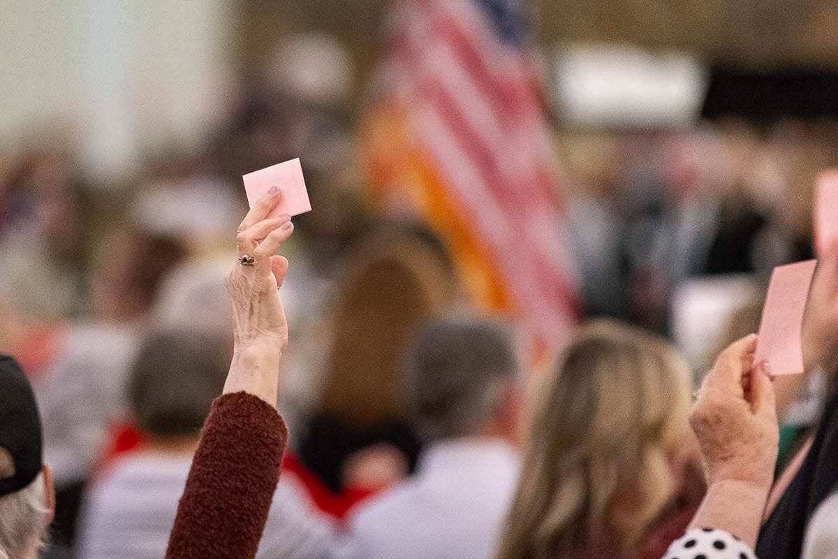Members of the Clark County Republican Women voted to endorse candidate Heidi St. John in the race for the Third Congressional District. Photo by Mike Schultz