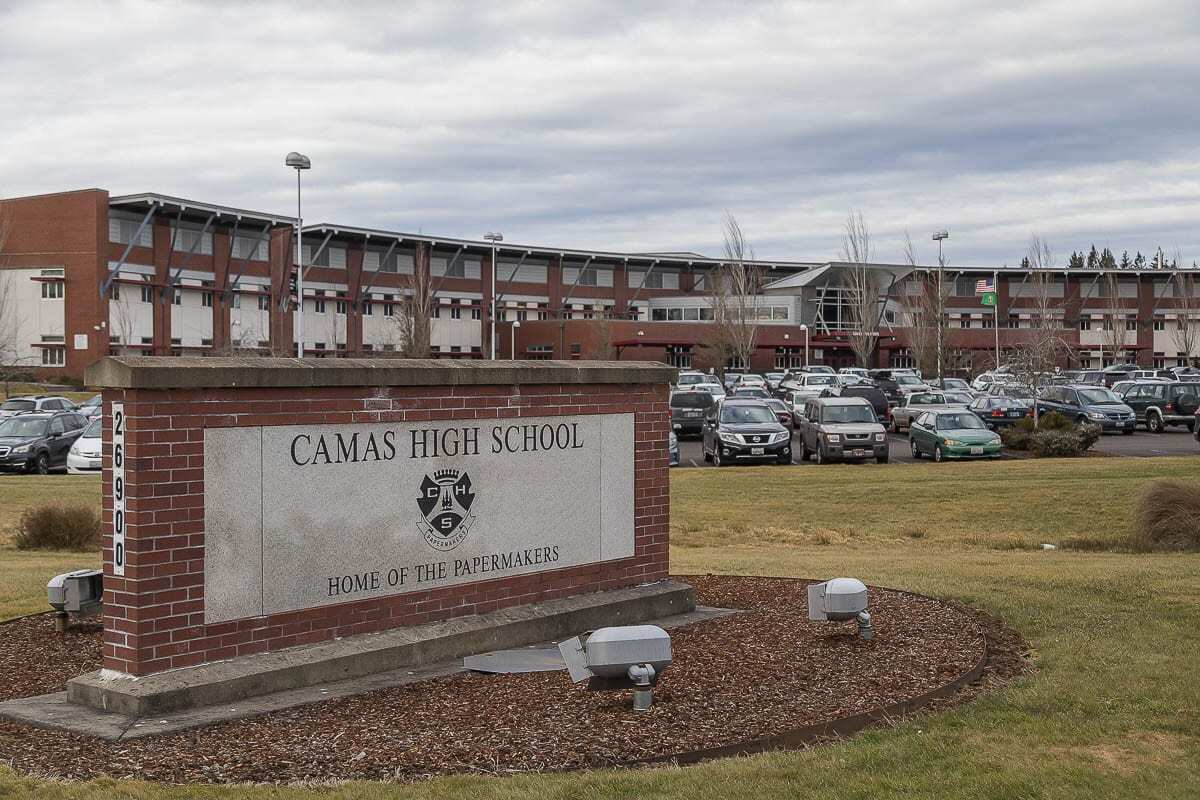 Camas High School will pause in-person learning this week due to positive COVID-19 tests among students who attended an off-site party last week. File photo