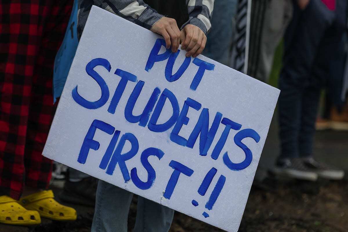 Parents rally to reopen Hockinson Schools to in-person learning in early January. File Photo