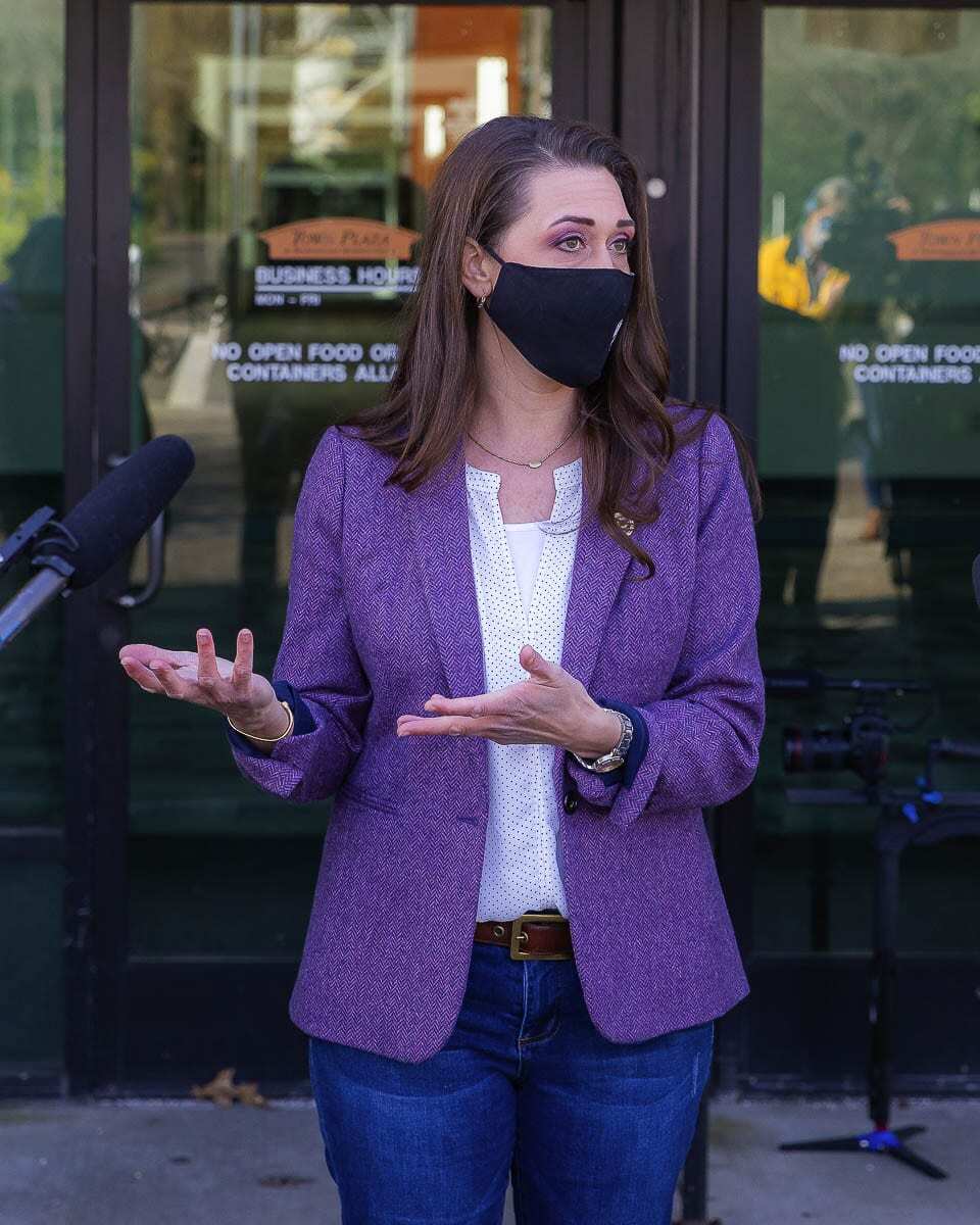 During a press conference following the tour, the congresswoman spoke at length about the process and challenges in increasing vaccine allocation for southwest Washington. Photo by Mike Schultz