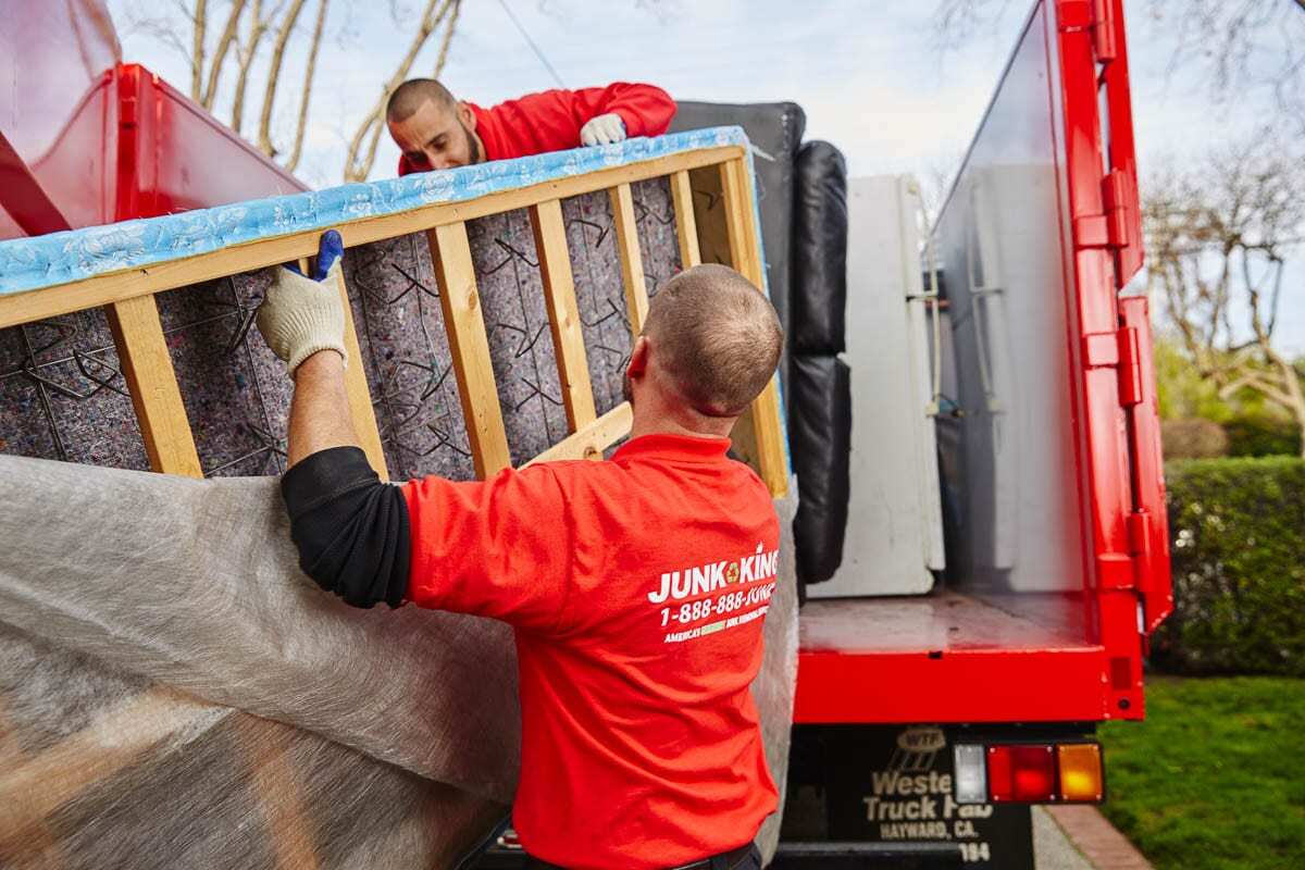 Junk King crews will come onsite and load the items to be removed before reusing, recycling or repurposing them. Photo courtesy of Junk King