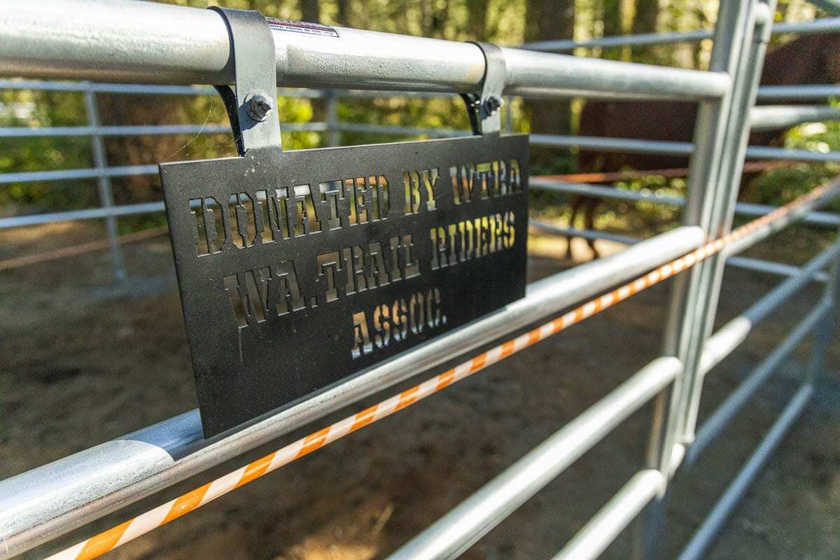 The different organizations that volunteer to replace the corrals got their names placed on each site via laser cut steel signs, courtesy of a volunteer. Photo by Jacob Granneman