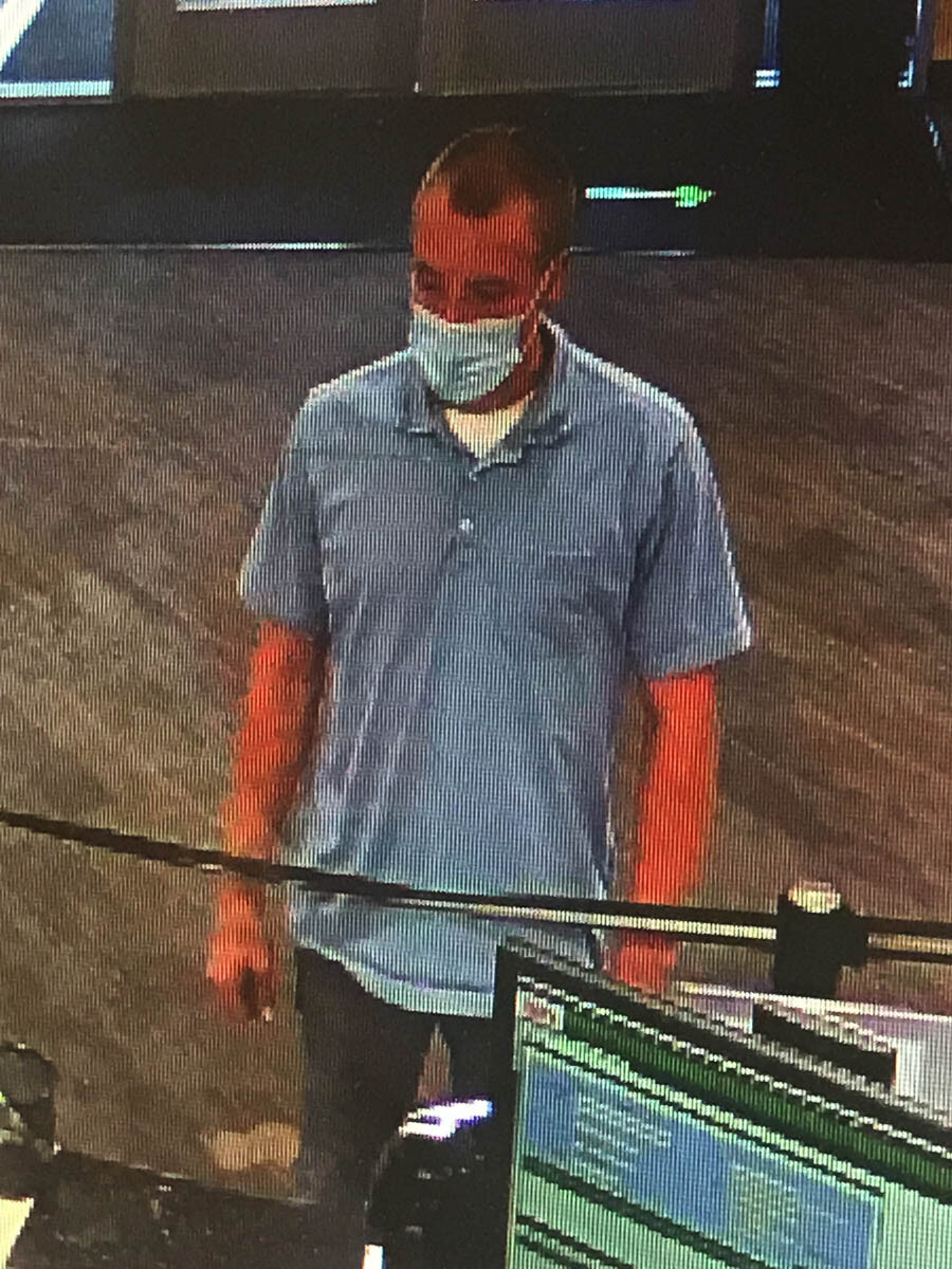 This photo shows the suspect in a bank robbery that took place Thursday afternoon at a Columbia Credit Union branch in Vancouver. Photo courtesy of Vancouver Police Department