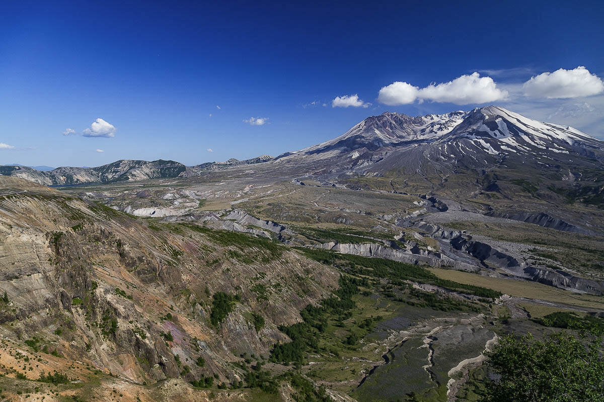 On the morning of May 18, 1980, a modest-sized mountain in the Cascade Range of southwest Washington became the most famous volcano in the continental U.S. Mt. St. Helens viewed from Johnston Ridge. Photo by Mike Schultz