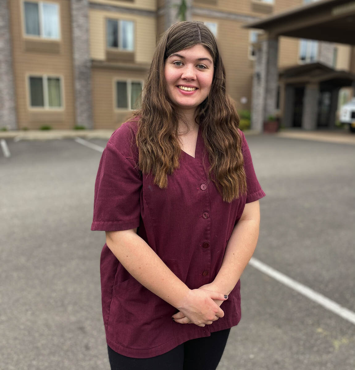 Shelbi Langston, participant in the Washougal School District Adult Transition program, works in the local Best Western laundry. Photo courtesy of Washougal School District